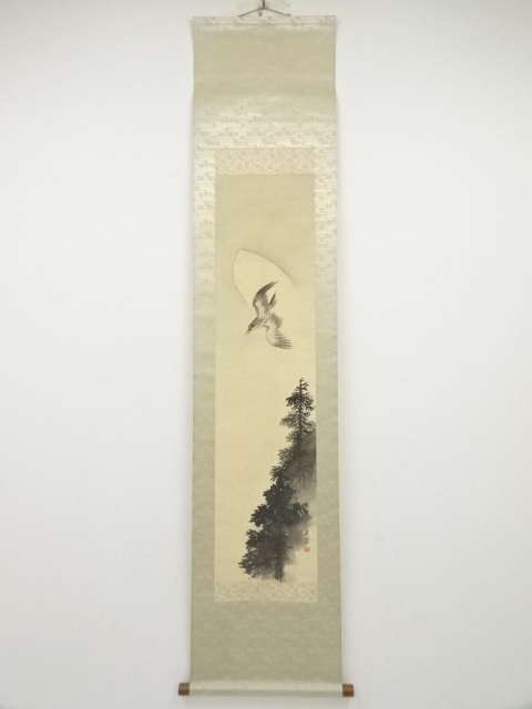 中国古美術 日本江戸時代肉筆掛け軸6　希少※3激安骨董品 X1170C16-4 道具 ] - 道具 昭和丙子（1936年） 春泉筆 杜鵑 肉筆絹本掛軸（共箱